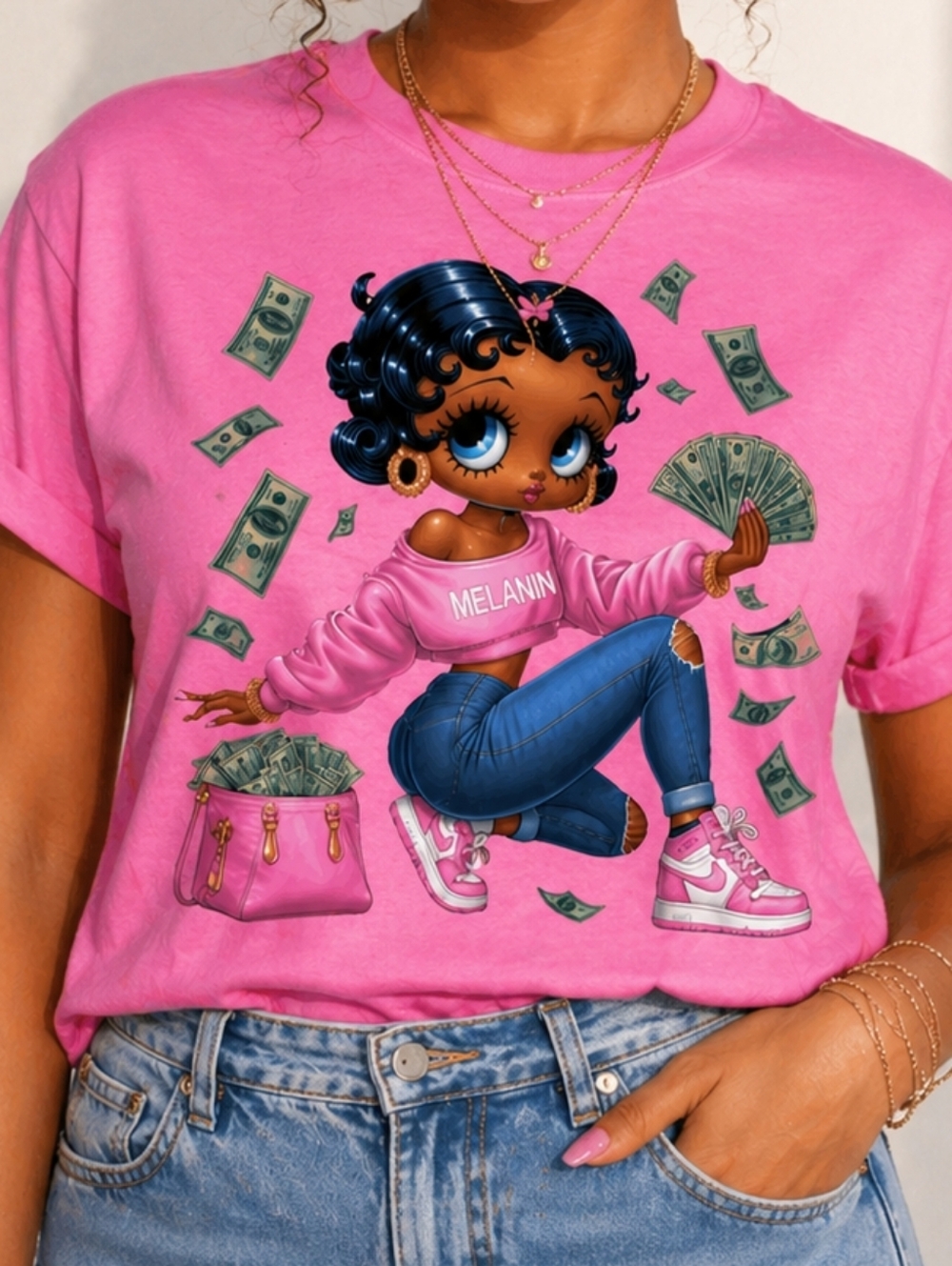 Pink Betty Boop Graphic Design Tee